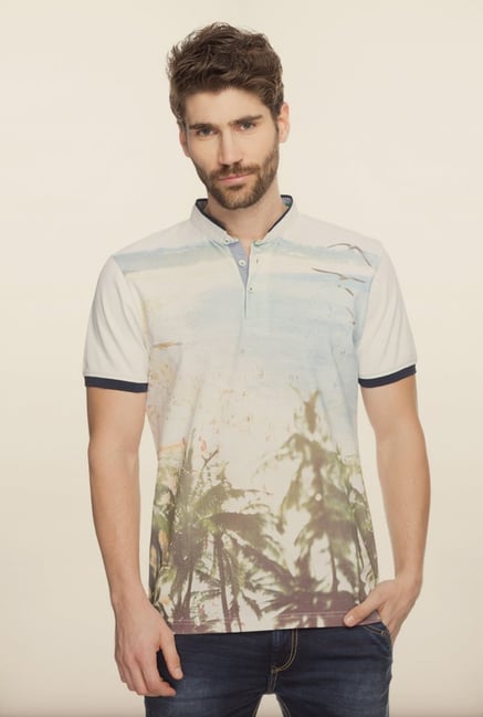 Spykar Beige Slim Fit T shirt Spykar Beige Slim Fit T shirt