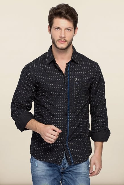 Spykar Black Printed Cotton Shirt Spykar Black Printed Cotton Shirt
