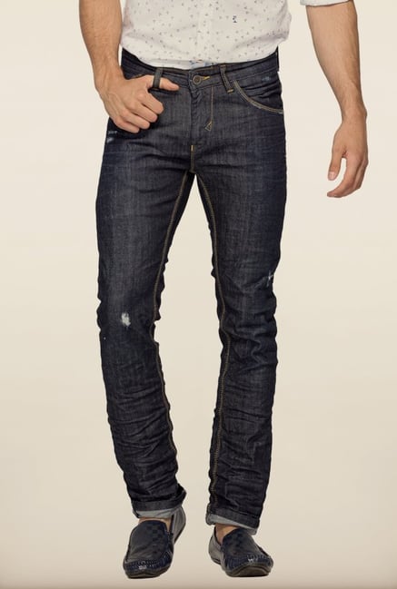 Spykar Blue Tattered Skinny Fit Jeans Spykar Blue Tattered Skinny Fit Jeans