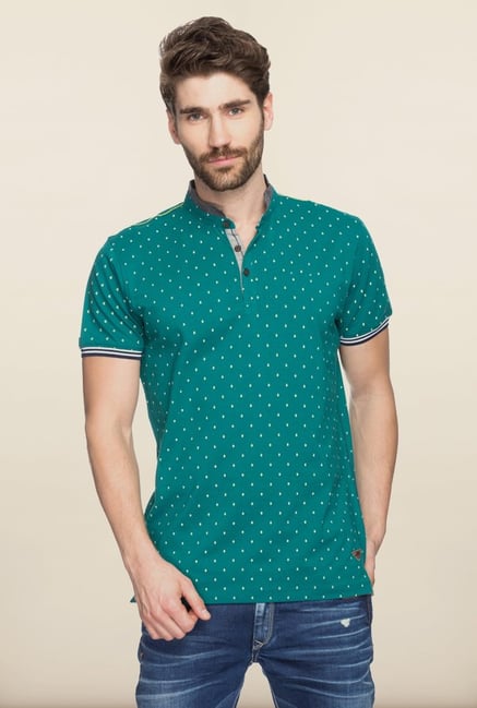 Spykar Green Cotton Printed T shirt Spykar Green Cotton Printed T shirt