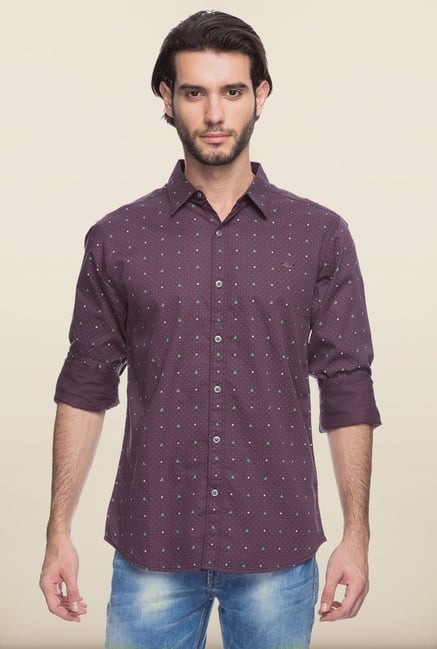 Spykar Purple Printed Casual Shirt Spykar Purple Printed Casual Shirt