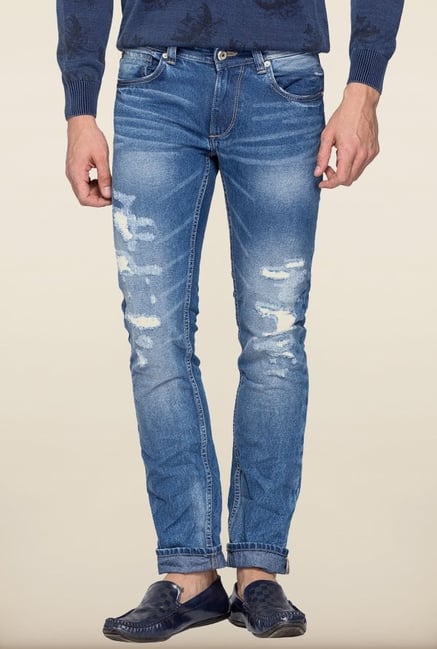 Spykar Blue Distressed Jeans Spykar Blue Distressed Jeans