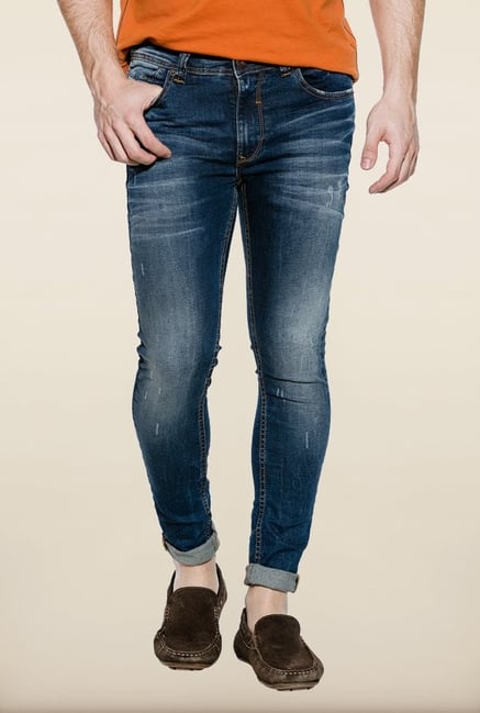 Spykar Blue Distressed Low Rise Denim Jeans Spykar Blue Distressed Low Rise Denim Jeans