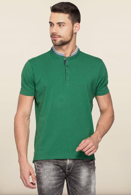Spykar Green Slim Fit Printed T shirt Spykar Green Slim Fit Printed T shirt