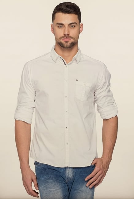 Spykar White Solid Shirt Spykar White Solid Shirt