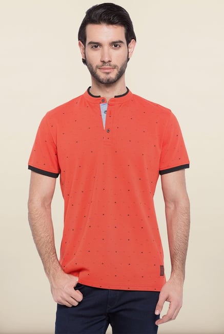 Spykar Orange Slim Fit T shirt Spykar Orange Slim Fit T shirt