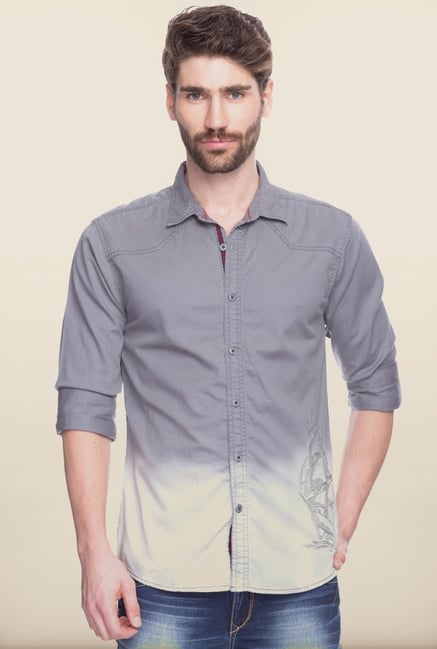 Spykar Grey Ombre Casual Shirt Spykar Grey Ombre Casual Shirt
