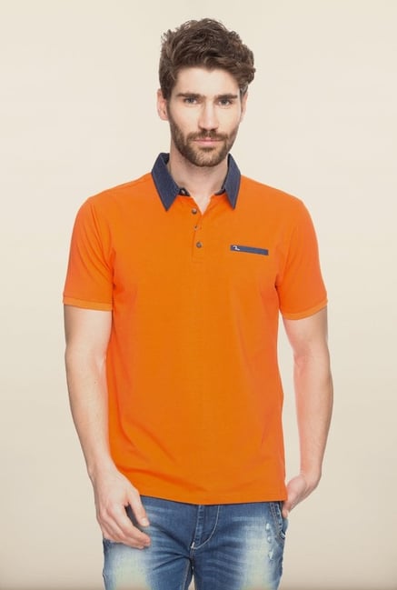 Spykar Orange Polo T shirt Spykar Orange Polo T shirt