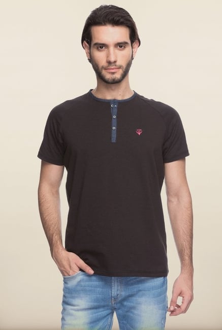 Spykar Black Solid T shirt Spykar Black Solid T shirt