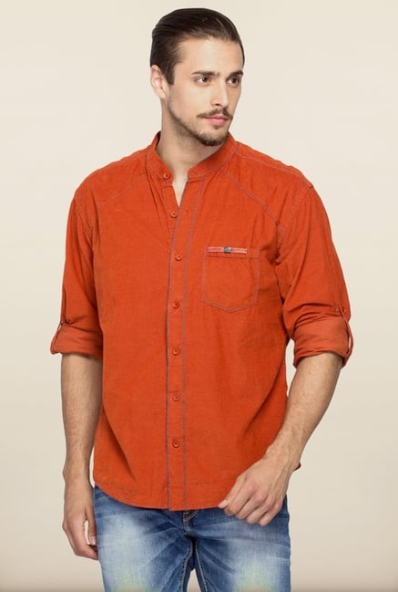 Spykar Rust Solid Casual Shirt Spykar Rust Solid Casual Shirt