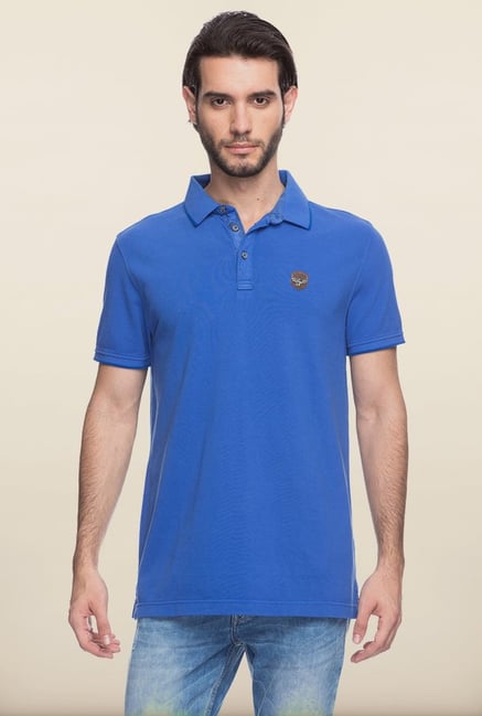 Spykar Royal Blue Solid Polo T shirt Spykar Royal Blue Solid Polo T shirt