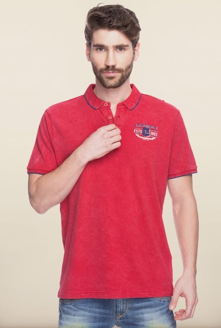 Spykar Red Polo T shirt Spykar Red Polo T shirt