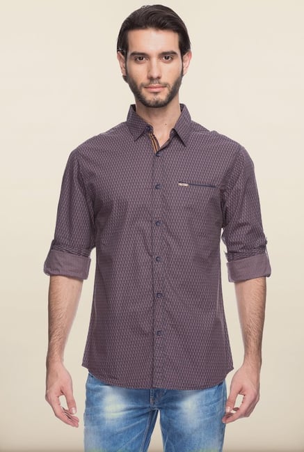 Spykar Brown Printed Casual Shirt Spykar Brown Printed Casual Shirt