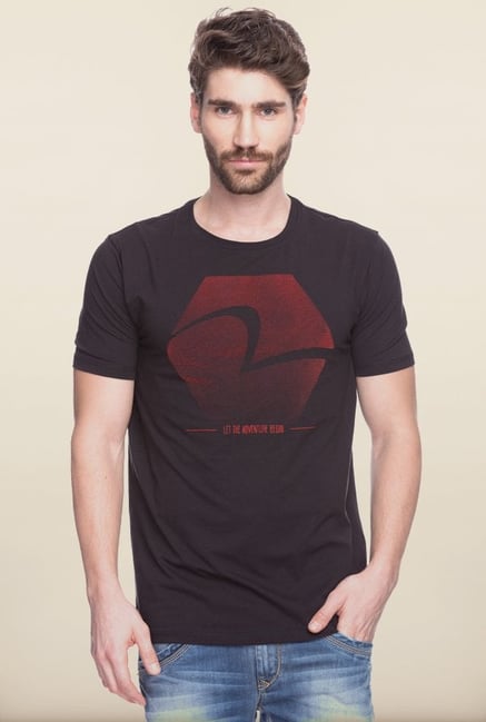 Spykar Black Printed T shirt Spykar Black Printed T shirt