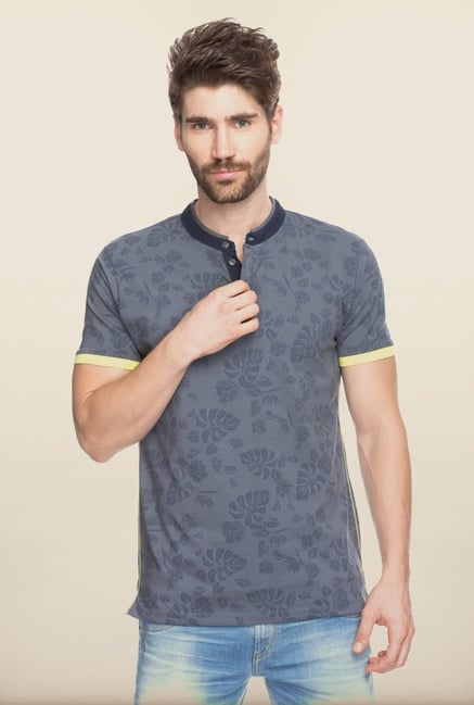 Spykar Grey Cotton printed T shirt Spykar Grey Cotton printed T shirt