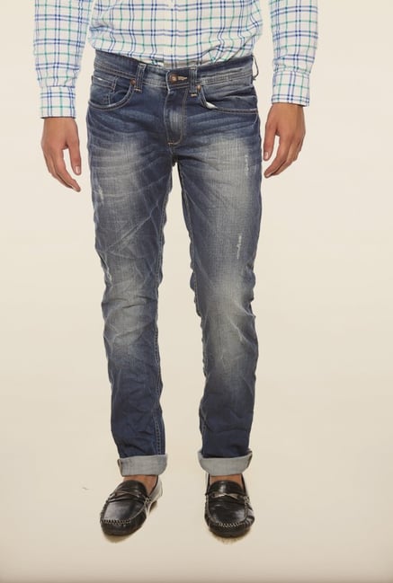Spykar Blue Low Rise Distressed Jeans Spykar Blue Low Rise Distressed Jeans