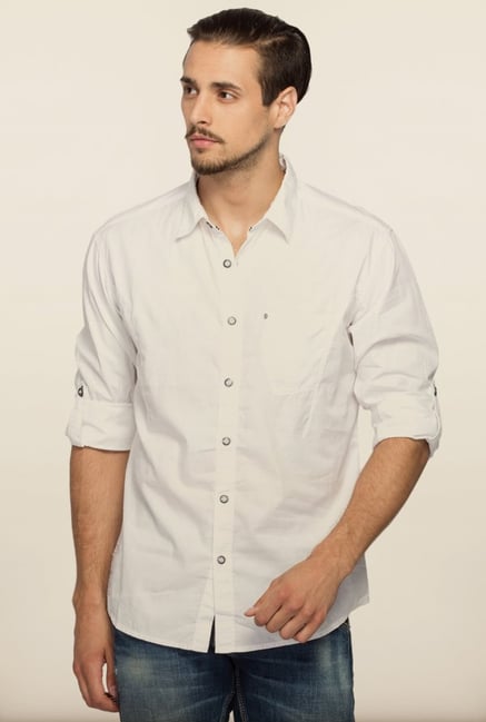 Spykar White Solid Shirt Spykar White Solid Shirt