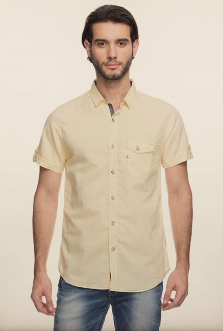 Spykar Yellow Solid Casual Shirt Spykar Yellow Solid Casual Shirt