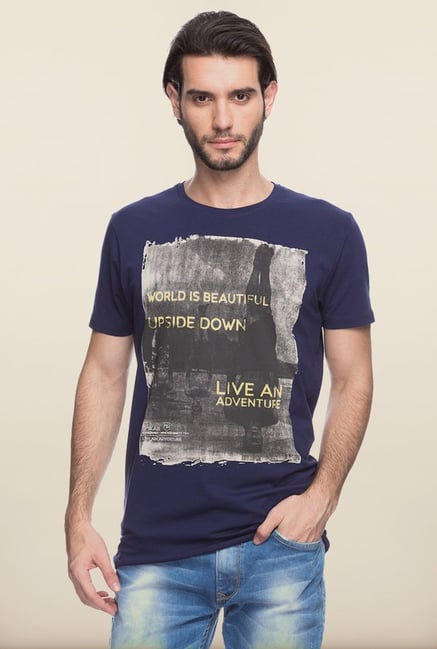 Spykar Navy Printed T shirt Spykar Navy Printed T shirt