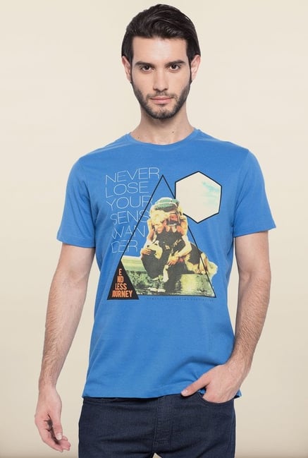 Spykar Blue Slim Fit T shirt Spykar Blue Slim Fit T shirt