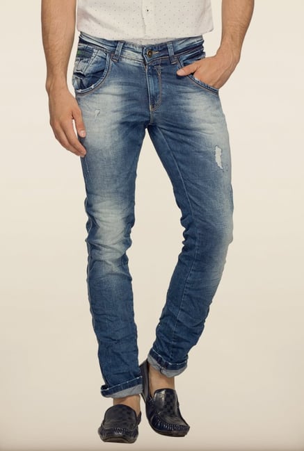Spykar Blue Distressed Skinny Fit Jeans Spykar Blue Distressed Skinny Fit Jeans