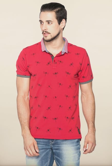 Spykar Red Slim Fit Polo T shirt Spykar Red Slim Fit Polo T shirt
