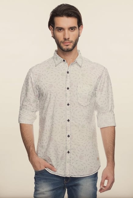 Spykar White Printed Casual Shirt Spykar White Printed Casual Shirt
