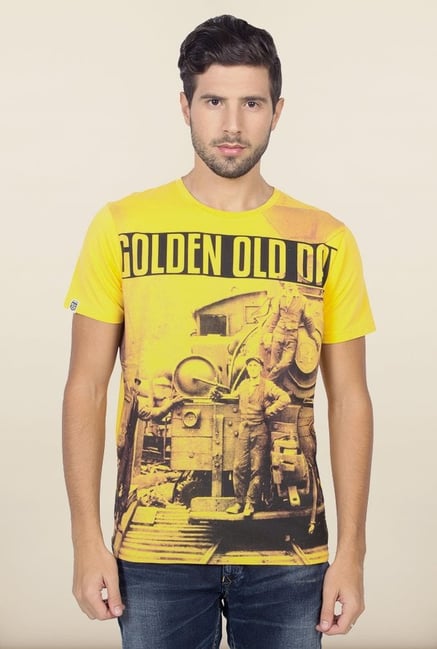 Spykar Yellow Slim Fit T shirt Spykar Yellow Slim Fit T shirt