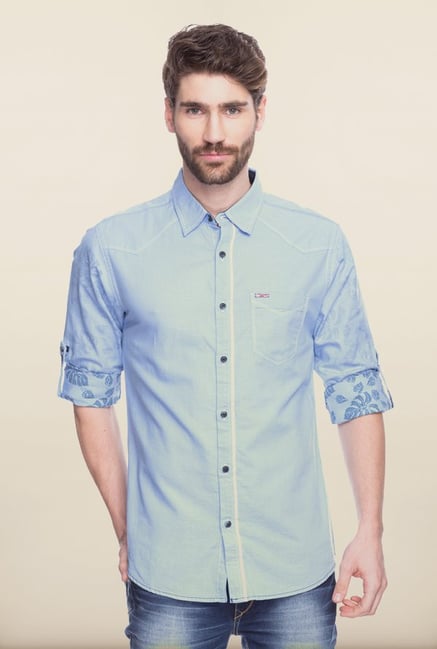 Spykar Light Blue Cotton Shirt Spykar Light Blue Cotton Shirt