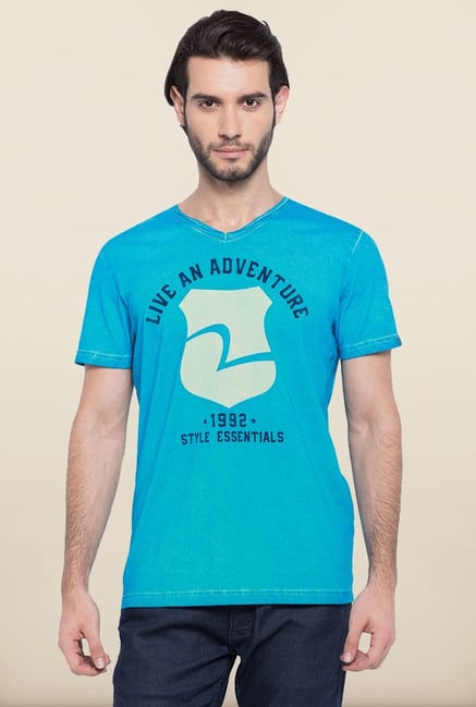 Spykar Aqua Printed T shirt Spykar Aqua Printed T shirt