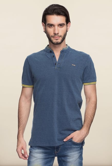 Spykar Indigo Solid Slim Fit T shirt Spykar Indigo Solid Slim Fit T shirt