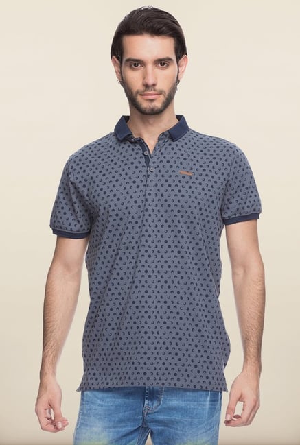 Spykar Grey Slim Fit Polo T shirt Spykar Grey Slim Fit Polo T shirt