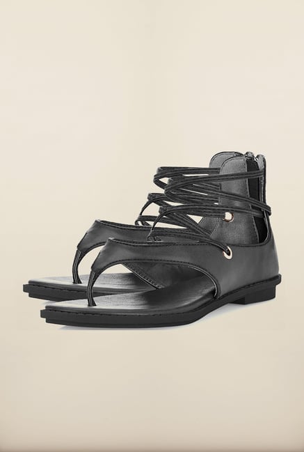 Tresmode Reparis Black Flat Sandals Tresmode Reparis Black Flat Sandals