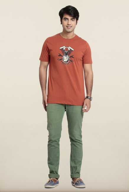 Seven Brown Printed T-Shirt Seven Brown Printed T-Shirt