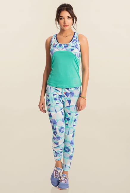 Pretty Secrets Aqua Blue Printed Workout Tank Pretty Secrets Aqua Blue Printed Workout Tank