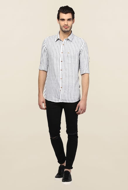 Turtle White Striped Casual Shirt Turtle White Striped Casual Shirt