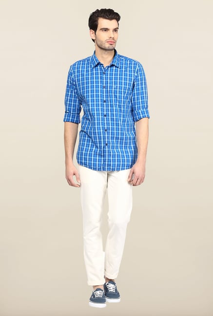 Turtle Blue Checks Casual Shirt Turtle Blue Checks Casual Shirt