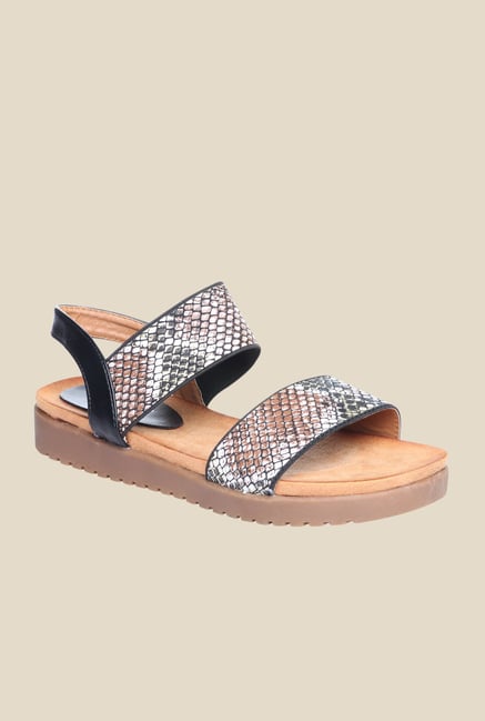 Pavers England Silver & Black Sling Back Sandals Pavers England Silver & Black Sling Back Sandals