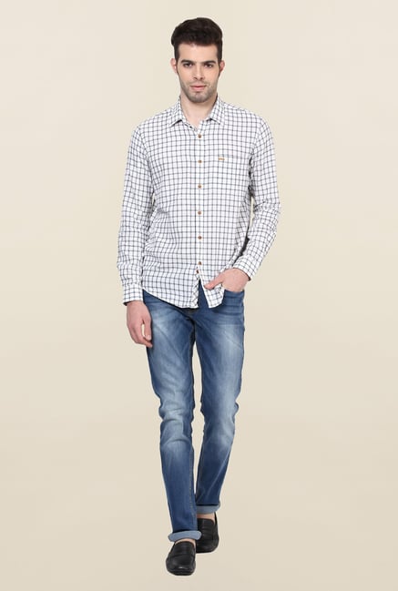 Turtle White & Grey Checks Casual Shirt Turtle White & Grey Checks Casual Shirt