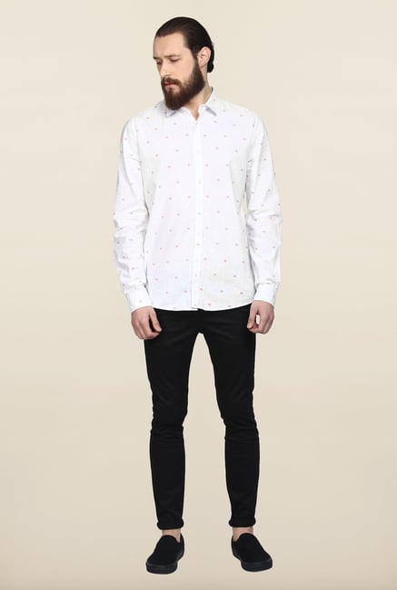 Turtle White Floral Print Casual Shirt Turtle White Floral Print Casual Shirt