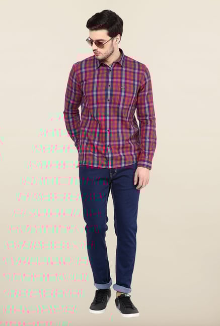 Turtle Red And Blue Checks Casual Shirt Turtle Red And Blue Checks Casual Shirt