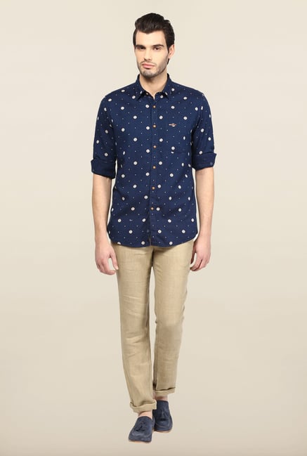 Turtle Navy Printed Casual Shirt Turtle Navy Printed Casual Shirt