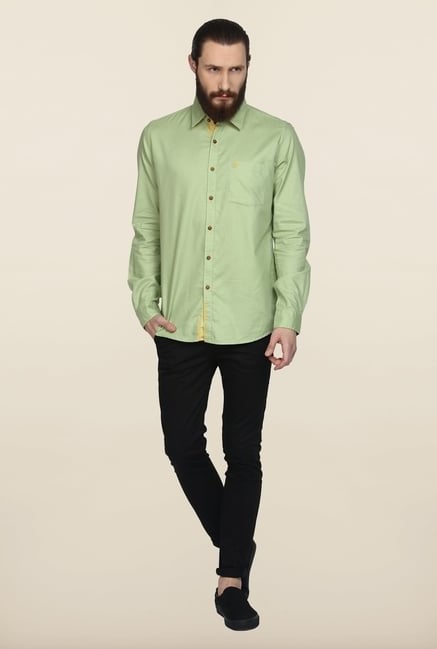 Turtle Green Solid Casual Shirt Turtle Green Solid Casual Shirt