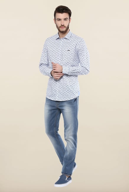 Turtle White Floral Print Casual Shirt Turtle White Floral Print Casual Shirt