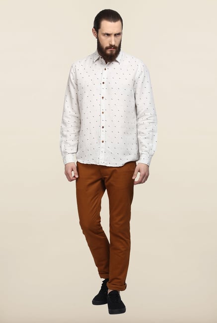 Turtle Beige Printed Casual Shirt Turtle Beige Printed Casual Shirt