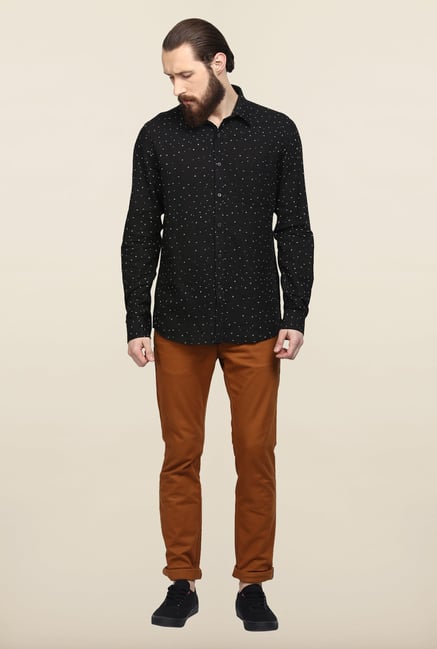 Turtle Black Printed Khadi Casual Shirt Turtle Black Printed Khadi Casual Shirt