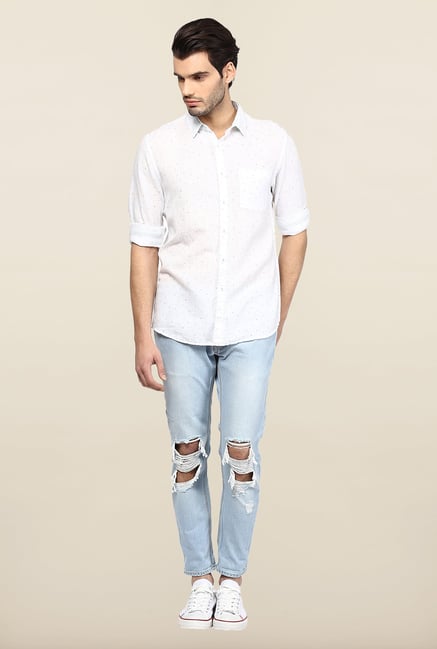 Turtle White Printed Casual Shirt Turtle White Printed Casual Shirt