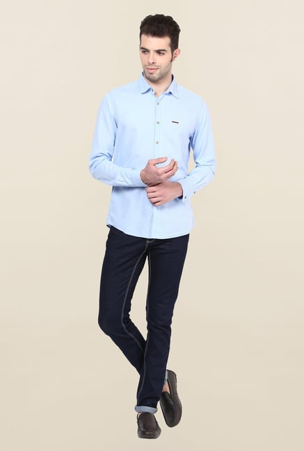 Turtle Sky Blue Solid Casual Shirt Turtle Sky Blue Solid Casual Shirt