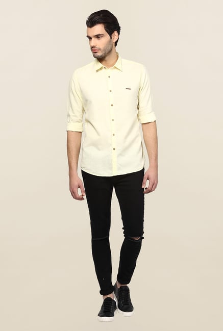 Turtle Yellow Solid Casual Shirt Turtle Yellow Solid Casual Shirt