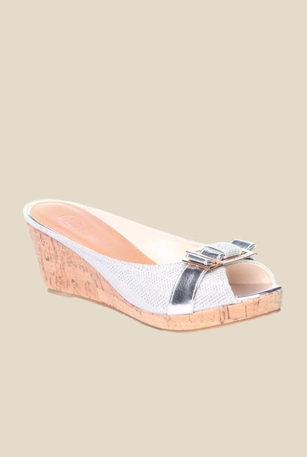 Pavers England Silver Peeptoe Wedges Pavers England Silver Peeptoe Wedges